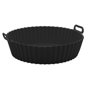 Forma de Silicone Redonda para Air Fryer 19cm Preta