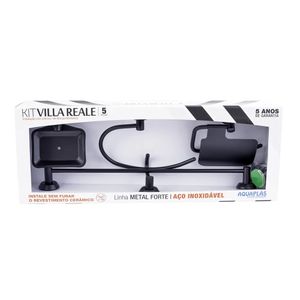 Kit Acessórios para Banheiro 5 Peças Villa Reale Dupla Face Black Matte