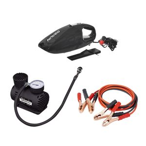 Aspirador Automotivo 60W + Cabo de Transferência de Energia + Compressor de Ar NVA204 Preto