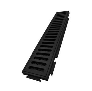 Grelha Linear 10x50cm Plástico Vazado Preto com Moldura
