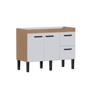 Balcão MDF Sabiá para Pia 1,20m Jequitibá/Branco