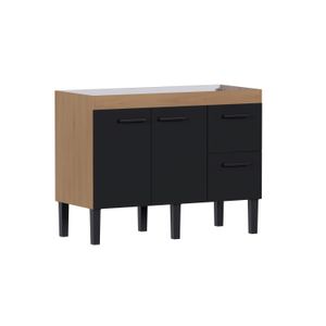 Balcão MDF Sabiá para Pia 1,20m Jequitibá/Preto