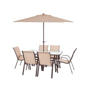 Conjunto Mesa com 06 Cadeiras e Guarda-Sol Texas