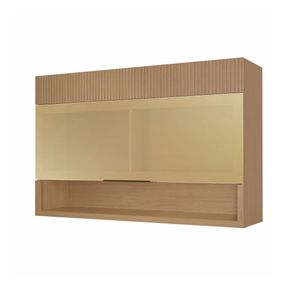 Armário Realeza 1 Porta Basculante MDF Vidro Reflecta Premium 120 cm Carvalho