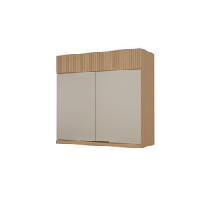Armário Aéreo Realeza 2 Portas Basculante MDF Premium 80 cm Carvalho/Greige