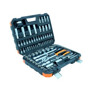 Jogo de Soquetes com Catraca e Bits CRV 94 Peças 1/4 e 1/2 Polegada Bestfer