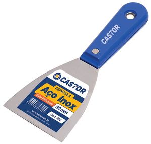 Espátula Aço Inox 80mm Cabo Plástico Reforçado Azul