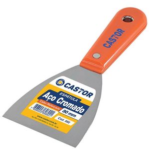 Espátula Aço Cromado 80mm Cabo Plástico Reforçado Laranja Espátula Aço Cromado 80mm Cabo Plástico Reforçado Laranja