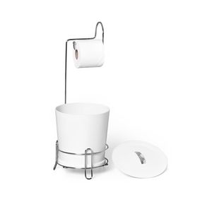Suporte Papel Higienico Com Lixeira Branco