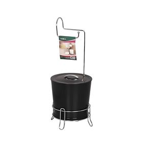 Suporte Papel Higienico Com Lixeira Preto