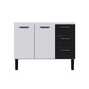 Balcão em Aço Vênus Flat para Pia 1,20 Metros Branco/Preto