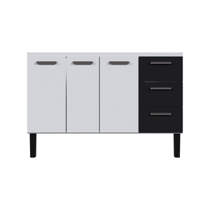 Balcão Aço Vênus Flat para Pia 1,40 Metros Branco/Preto