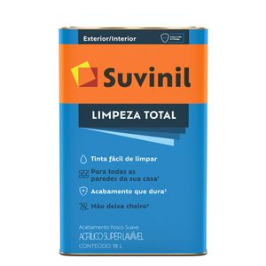 Tinta Acrílica Fosco Suave Exterior e Interior Limpeza Total 18 Litros Branco