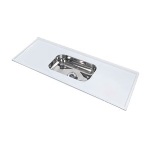 Pia Marmore Sintético com Cuba Inox 1,20X54 Branca