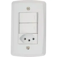 Conjunto 4x2 com 2 Interruptores para lelos 10 A 250 V e 1 Tomada 2P+T 10 A 250V Lux2 Branco - Tramontina