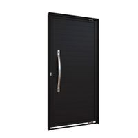Porta de Alumínio de Giro Pivotante Lambril com Puxador 80Cm 215X105X8 - Abertura Direita Preto - Lucasa