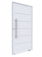 Porta de Alumínio Pivotante Cor Branca com Friso Esquerda - Lucasa