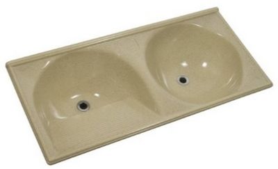Tanque Duplo em Mármore Sintético 112x53cm Marrom Imperial