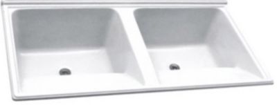 Tanque Duplo Quadrado em Mármore Sintético 120x60cm Branco Gelo