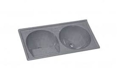 Tanque Duplo Em Fibra 100x51cm Cinza Escuro