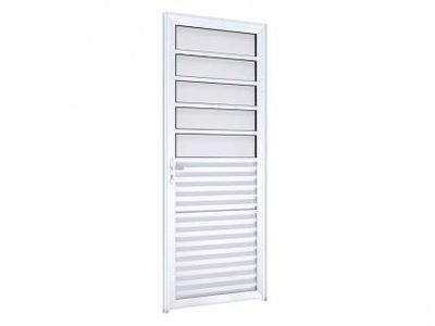 Porta Alumínio Laminada Veneziana Mista De Giro Sem Grade 215x85cm Direita Branca Porta Alumínio Laminada Veneziana Mista De Giro Sem Grade 215x85cm Direita Branca