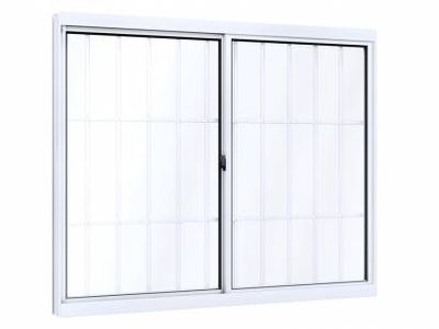 Janela Alumínio De Correr Lateral Com Grade 100x150cm Branca Janela Alumínio De Correr Lateral Com Grade 100x150cm Branca