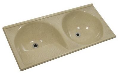 Tanque Duplo em Mármore Sintético 105x55cm Marrom Imperial