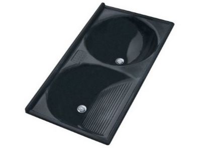 Tanque Duplo em Mármore Sintético 120x60cm Verde Romano