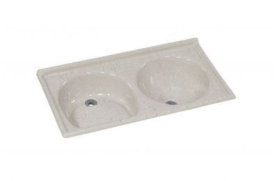 Tanque Duplo Em Mármore Sintético 85x46cm Travertino