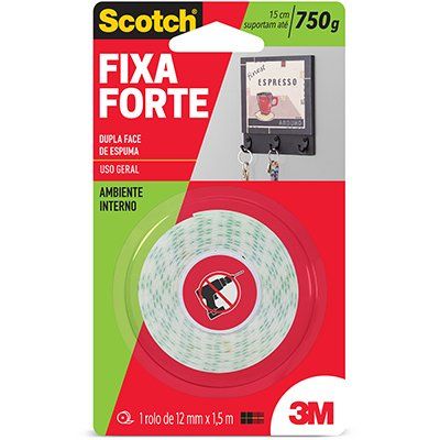 Fita Dupla Face Em Espuma Fixa Forte 12mm X 1,5 Metros