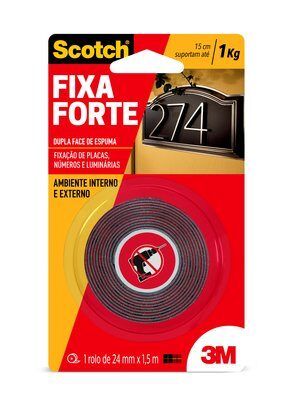 Fita Dupla Face Externa Fixa Forte 24mm X 1,5 Metros