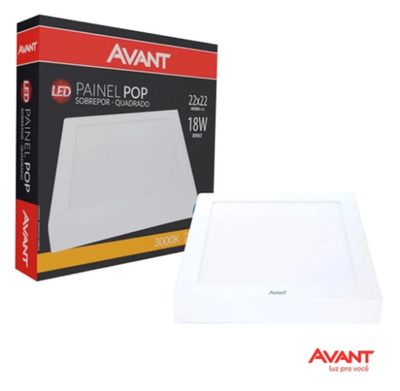 Painel Led De Sobrepor 22x22 18w 3000k