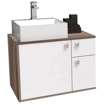 ARMARIO DE MDF PARA BANHEIRO CAETE 60CMX43CM BRANCO COM DAKOTA