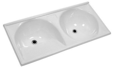 Tanque Duplo em Mármore Sintético 120x60cm Branco