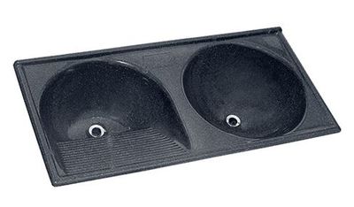 Tanque Duplo em Mármore Sintético 120x60cm Cinza Nobre
