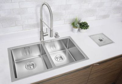 Cuba Dupla em Aço Inox Quadrum 77x46cm