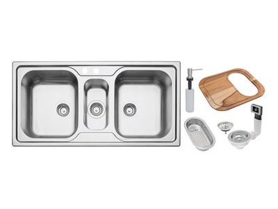 Cuba Completa Dupla em Aço Inox Acetinado Maera 100x50cm