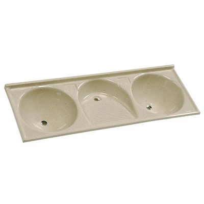 Tanque Triplo em Mármore Sintético 155x55cm Marrom Imperial