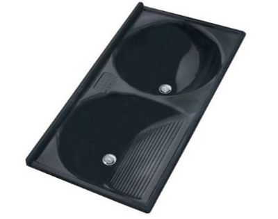 Tanque Duplo em Mármore Sintético 105x55cm Verde Romano
