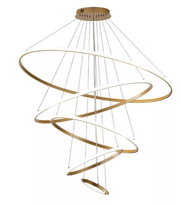 Pendente Led 5 Aros Dourado 4000K 132W