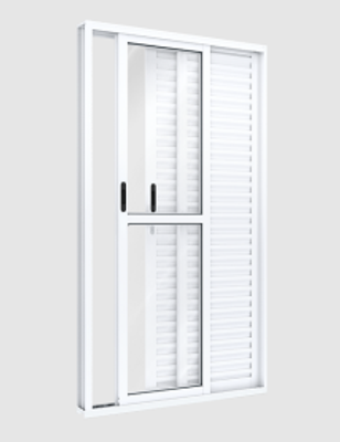 Porta Alumínio Laminada De Correr Lateral De Balcão Veneziana 213x150cm Direita Branca