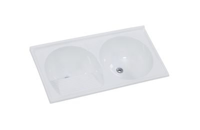 Tanque Duplo Em Mármore Sintético 110x59cm Branco