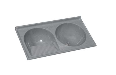 Tanque Duplo Em Mármore Sintético 110x59cm Cinza