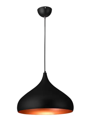 Pendente Cupula RPX Preto Com Cobre 30cm 1xE-27