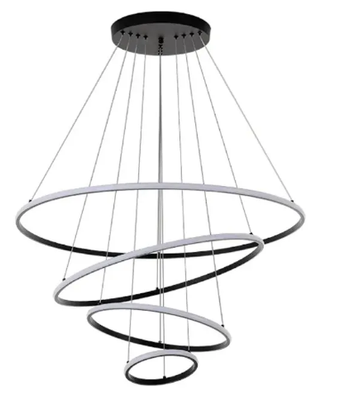 Pendente Led 4 Aros Preto 4000K 86W