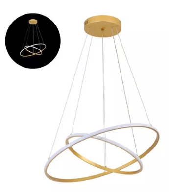 Pendente Led 2 Aros 3 Em 1 Dourado 3000k/4000K/6500K 48W