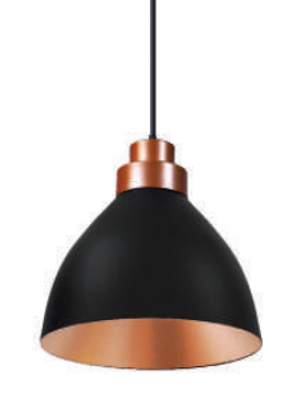 Pendente Cupula Moscou Preto com Cobre 1xE-27