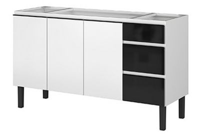 Gabinete para Pia Delicato 150cm Branco com Preto