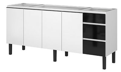 Gabinete para Pia Delicato 180cm Branco Com Preto