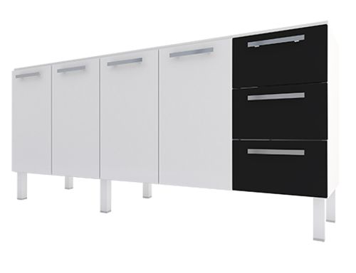 その他 chunta32508W4-2 Gabinete De Aço Para Pia Venus Flat 2,00mt Branco Com Preto